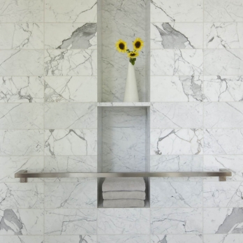 Polished calacatta marble bathroom
