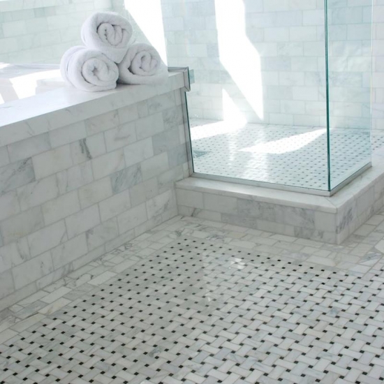 White marble mosaics for bathroom
